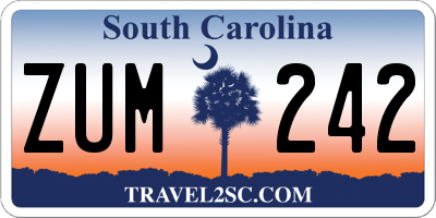 SC license plate ZUM242