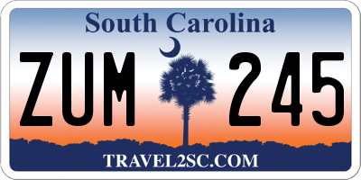 SC license plate ZUM245