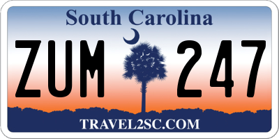 SC license plate ZUM247