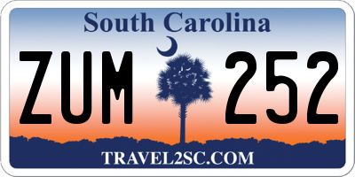 SC license plate ZUM252