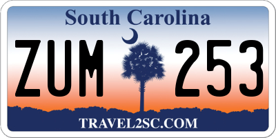SC license plate ZUM253