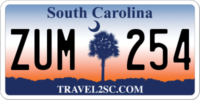 SC license plate ZUM254