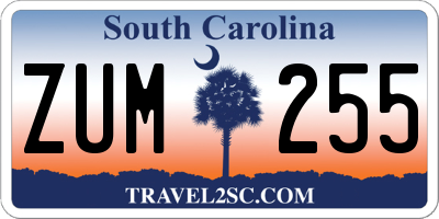SC license plate ZUM255