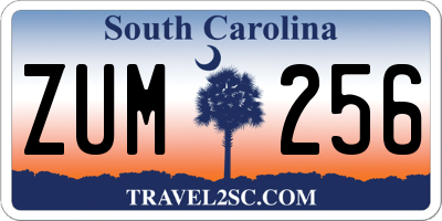 SC license plate ZUM256