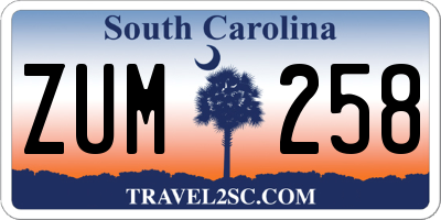 SC license plate ZUM258