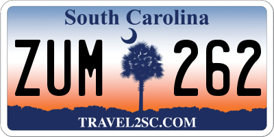 SC license plate ZUM262