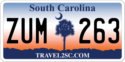 SC license plate ZUM263