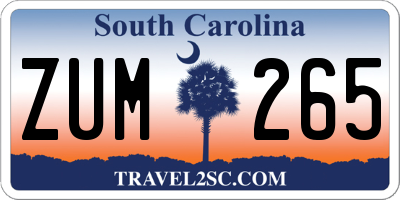 SC license plate ZUM265
