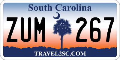 SC license plate ZUM267