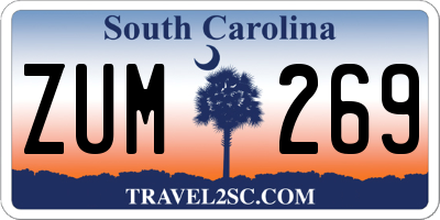 SC license plate ZUM269