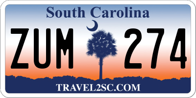 SC license plate ZUM274