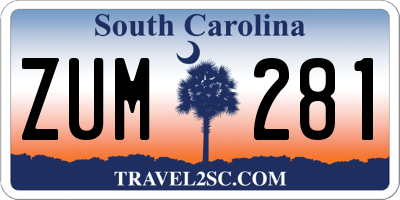 SC license plate ZUM281