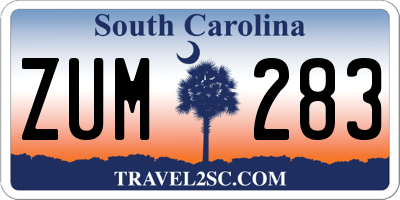 SC license plate ZUM283