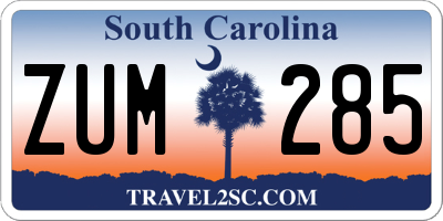SC license plate ZUM285