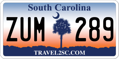 SC license plate ZUM289