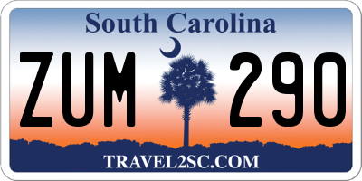 SC license plate ZUM290