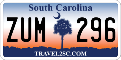 SC license plate ZUM296