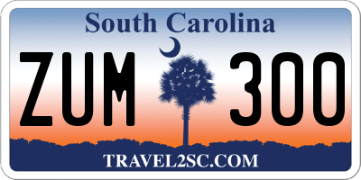 SC license plate ZUM300