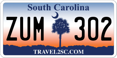 SC license plate ZUM302