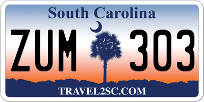 SC license plate ZUM303
