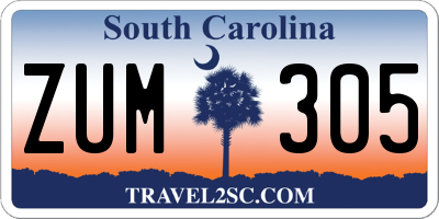SC license plate ZUM305