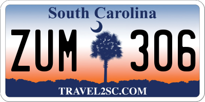 SC license plate ZUM306