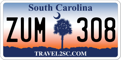 SC license plate ZUM308