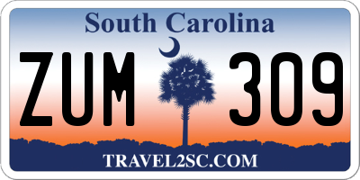 SC license plate ZUM309