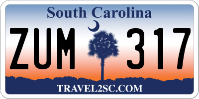 SC license plate ZUM317