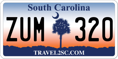 SC license plate ZUM320