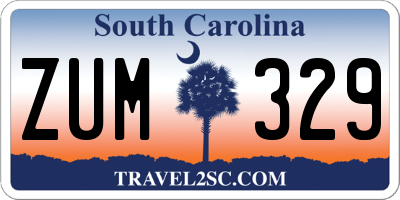 SC license plate ZUM329