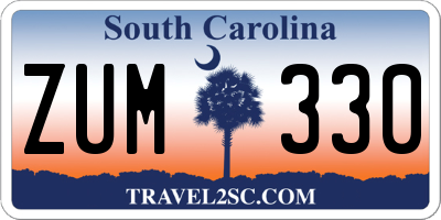 SC license plate ZUM330