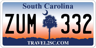 SC license plate ZUM332