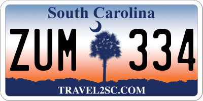 SC license plate ZUM334