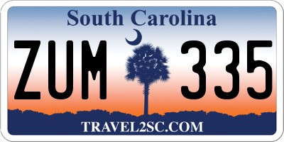 SC license plate ZUM335