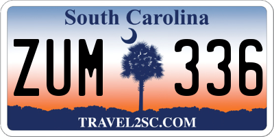 SC license plate ZUM336
