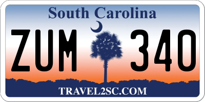 SC license plate ZUM340