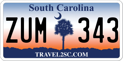 SC license plate ZUM343