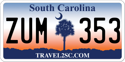 SC license plate ZUM353