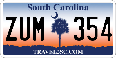 SC license plate ZUM354