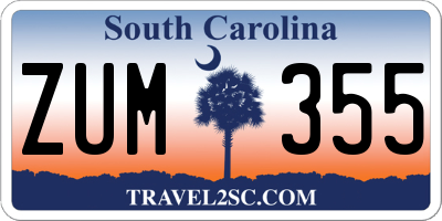 SC license plate ZUM355