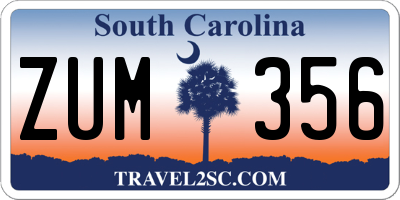 SC license plate ZUM356