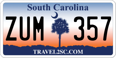 SC license plate ZUM357