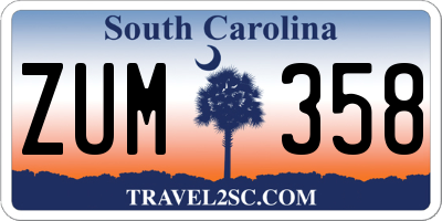 SC license plate ZUM358