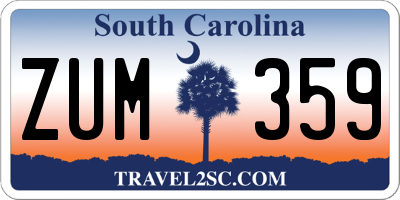 SC license plate ZUM359