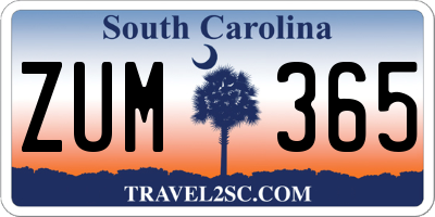 SC license plate ZUM365