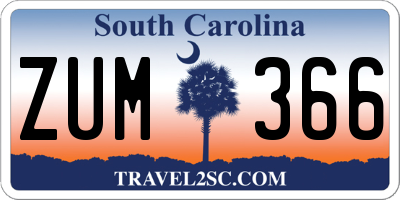 SC license plate ZUM366