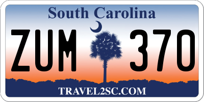 SC license plate ZUM370