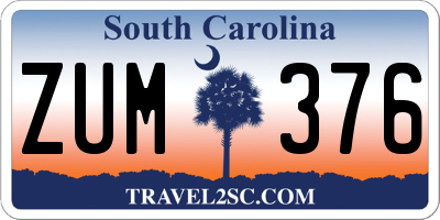 SC license plate ZUM376