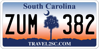 SC license plate ZUM382